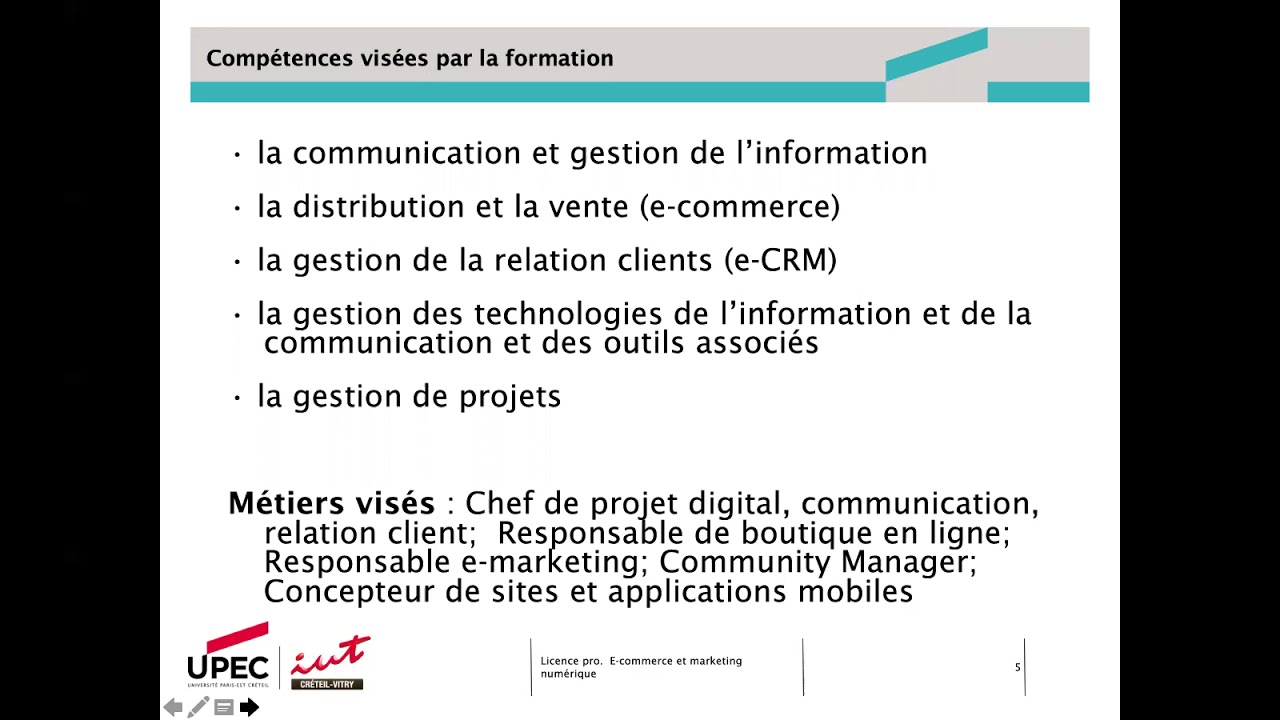 Présentation Licence professionnelle E-commerce et marketing numérique
