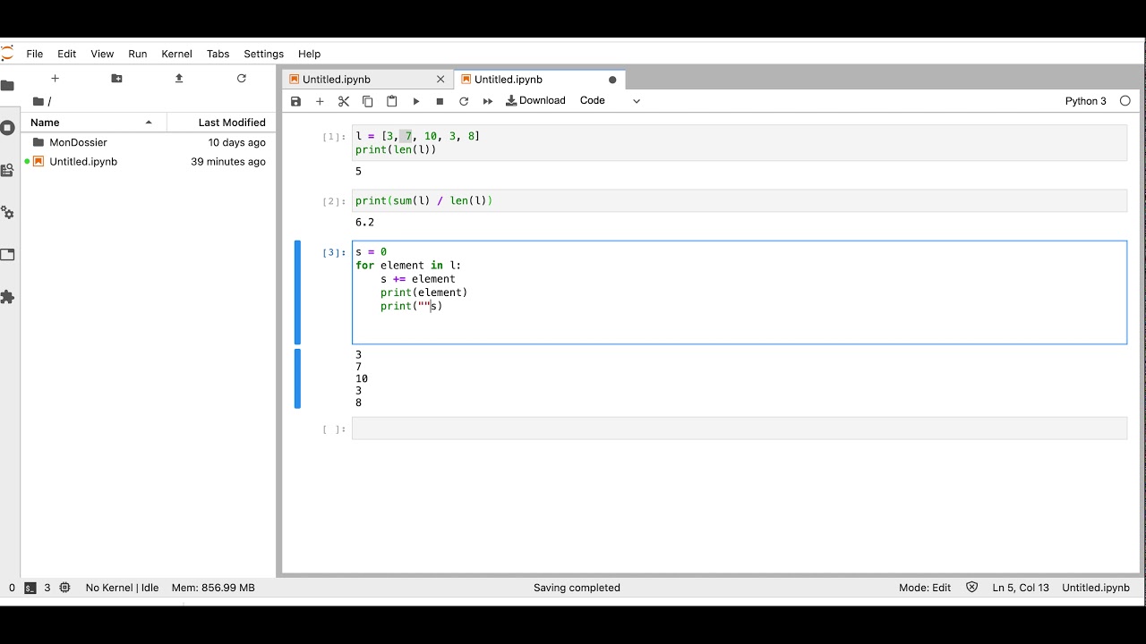 Calculer une moyenne empirique en python: les boucles for