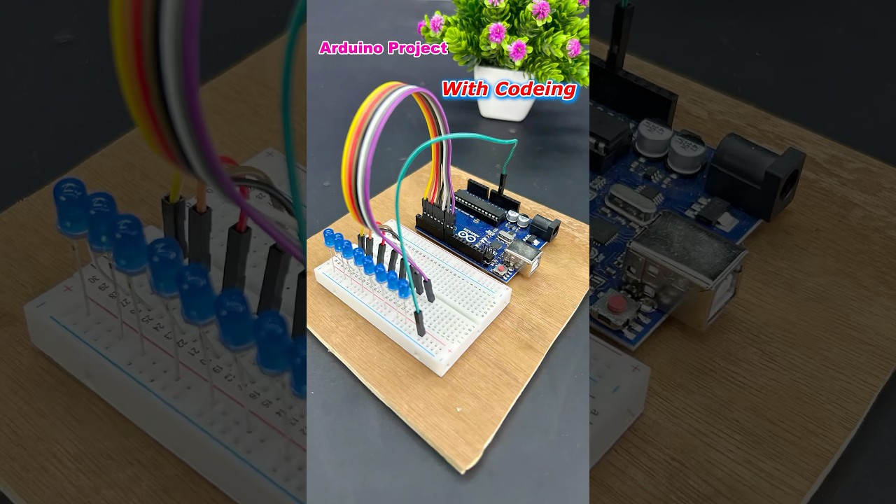 Arduino UNO LED Chaser Lights | Cool DIY School Project #shorts #arduino #trending