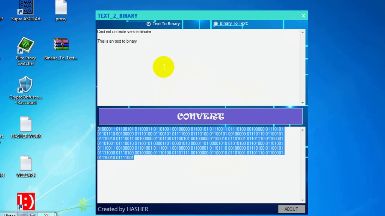 Comment convertir un Texte vers du Binaire ?