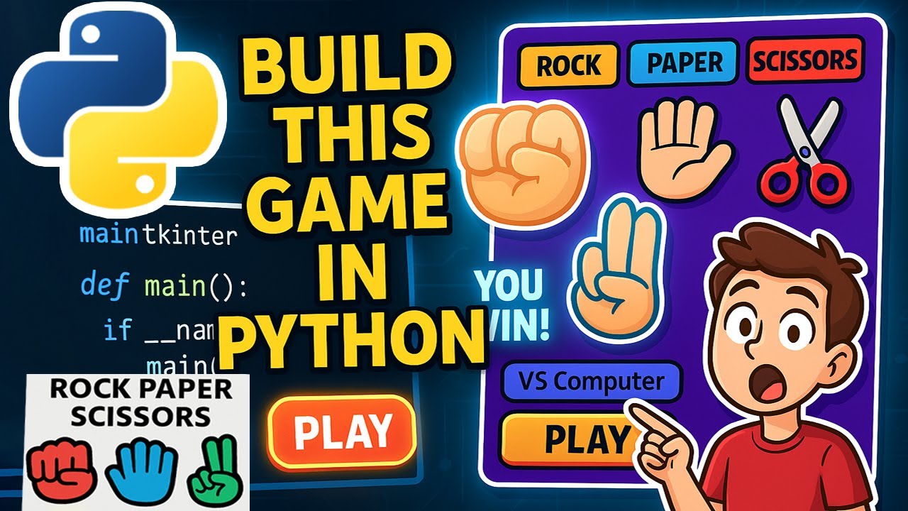 🔥 How to build Rock Paper Scissors Game in Python [ 2025 ] Pygame Tkinter GUI Project for Beginners